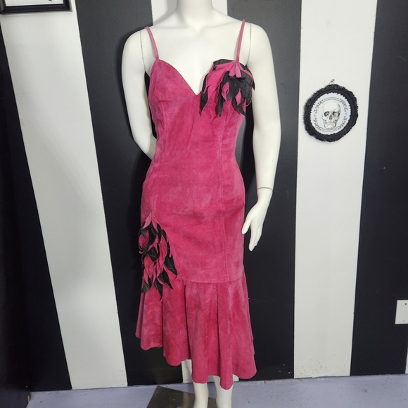 Wilsons Leather Dresses & Skirts - Wilsons Leather Pink Midi Dress with Black Accents
